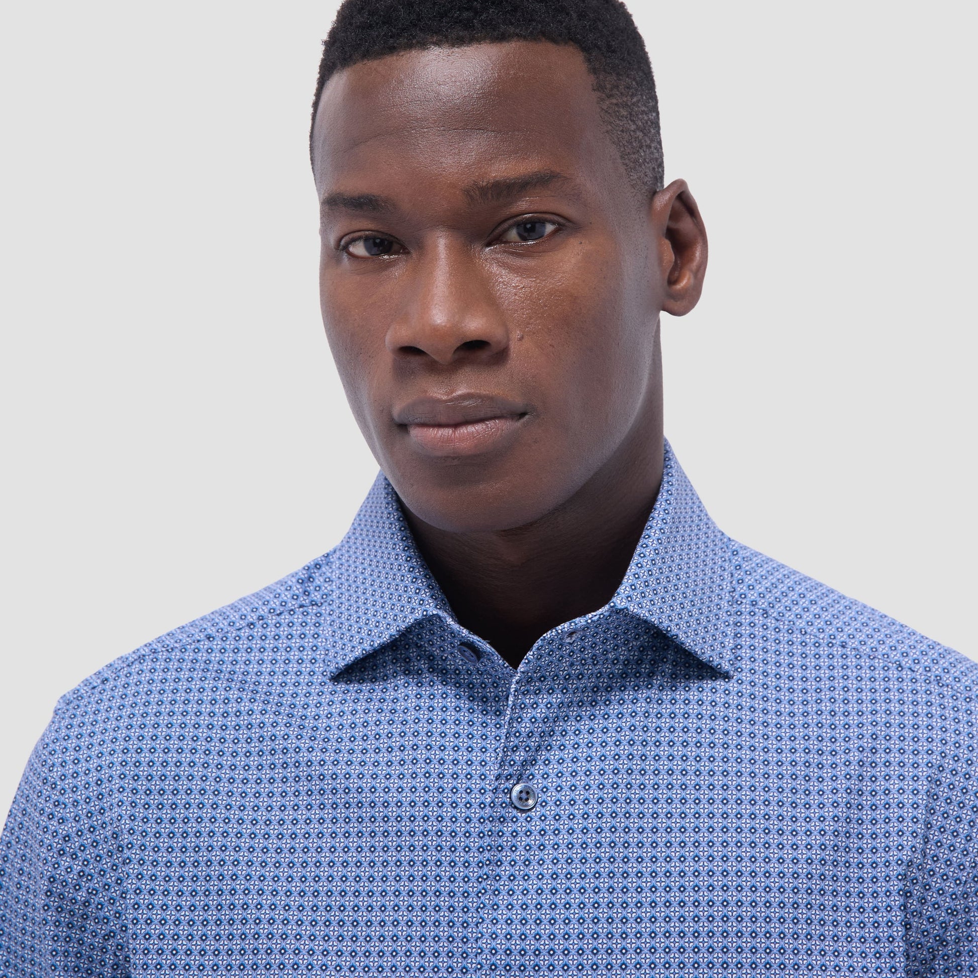 Bugatchi Devon Mosaic OoohCotton® Shirt Cobalt