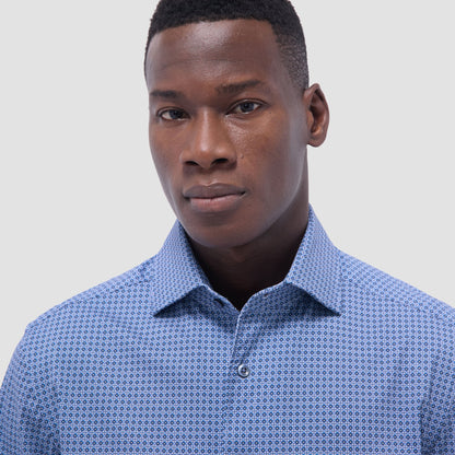Bugatchi Devon Mosaic OoohCotton® Shirt Cobalt