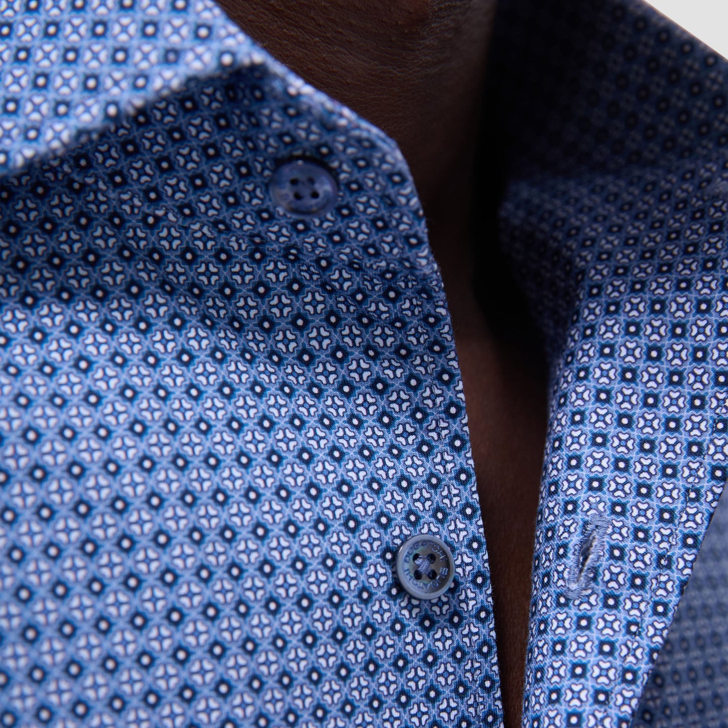 Bugatchi Devon Mosaic OoohCotton® Shirt Cobalt