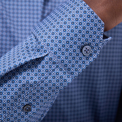 Bugatchi Devon Mosaic OoohCotton® Shirt Cobalt