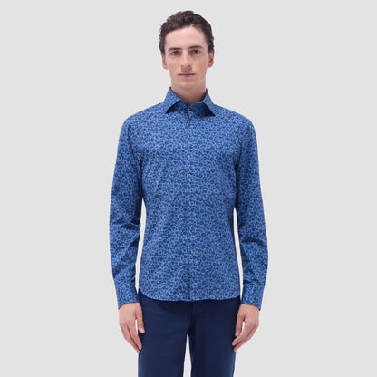 Bugatchi Devon Floral OoohCotton® Shirt Indigo