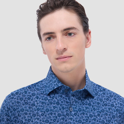 Bugatchi Devon Floral OoohCotton® Shirt Indigo