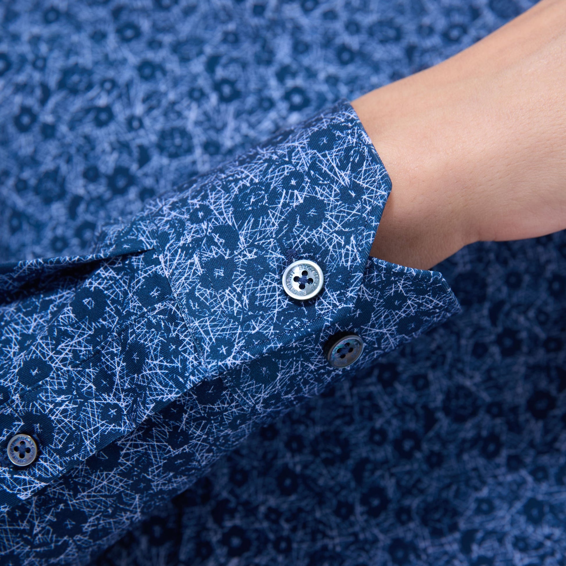 Bugatchi Devon Floral OoohCotton® Shirt Indigo