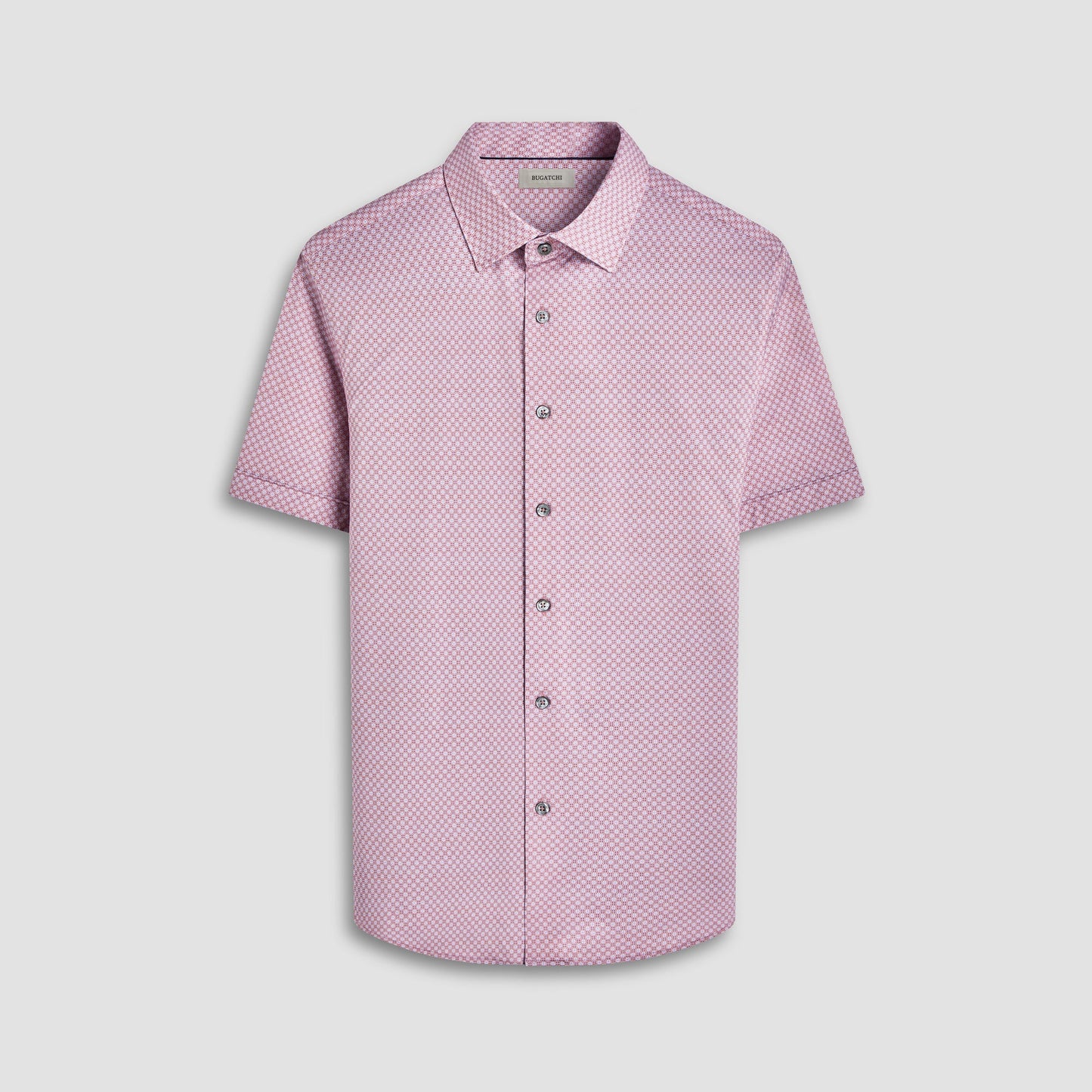 Bugatchi Miles Geometric OoohCotton® Short-Sleeve Shirt Jaffa