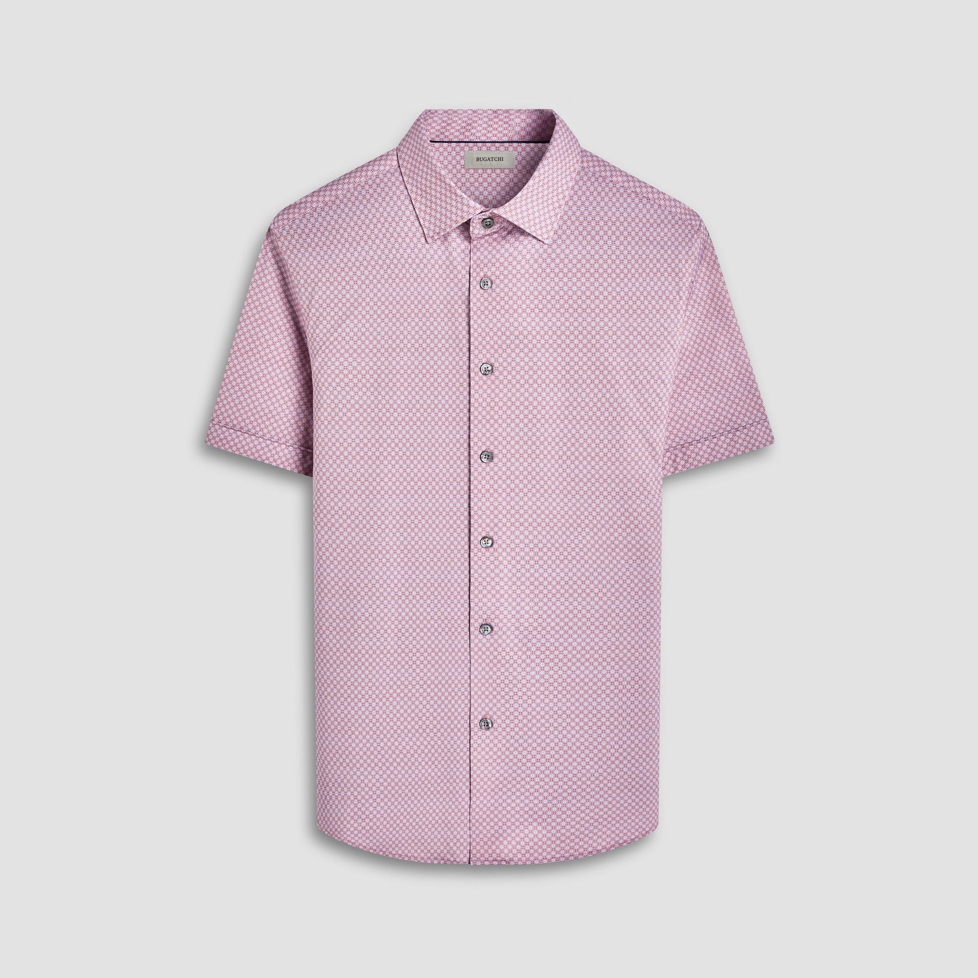 Bugatchi Miles Geometric OoohCotton® Short-Sleeve Shirt Jaffa