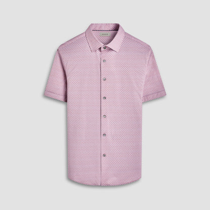 Bugatchi Miles Geometric OoohCotton® Short-Sleeve Shirt Jaffa