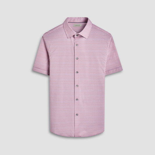 Bugatchi Miles Geometric OoohCotton® Short-Sleeve Shirt Jaffa