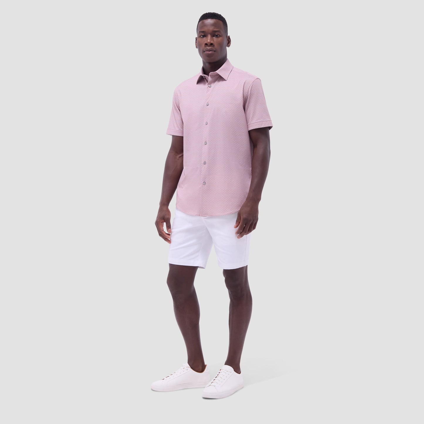 Bugatchi Miles Geometric OoohCotton® Short-Sleeve Shirt Jaffa