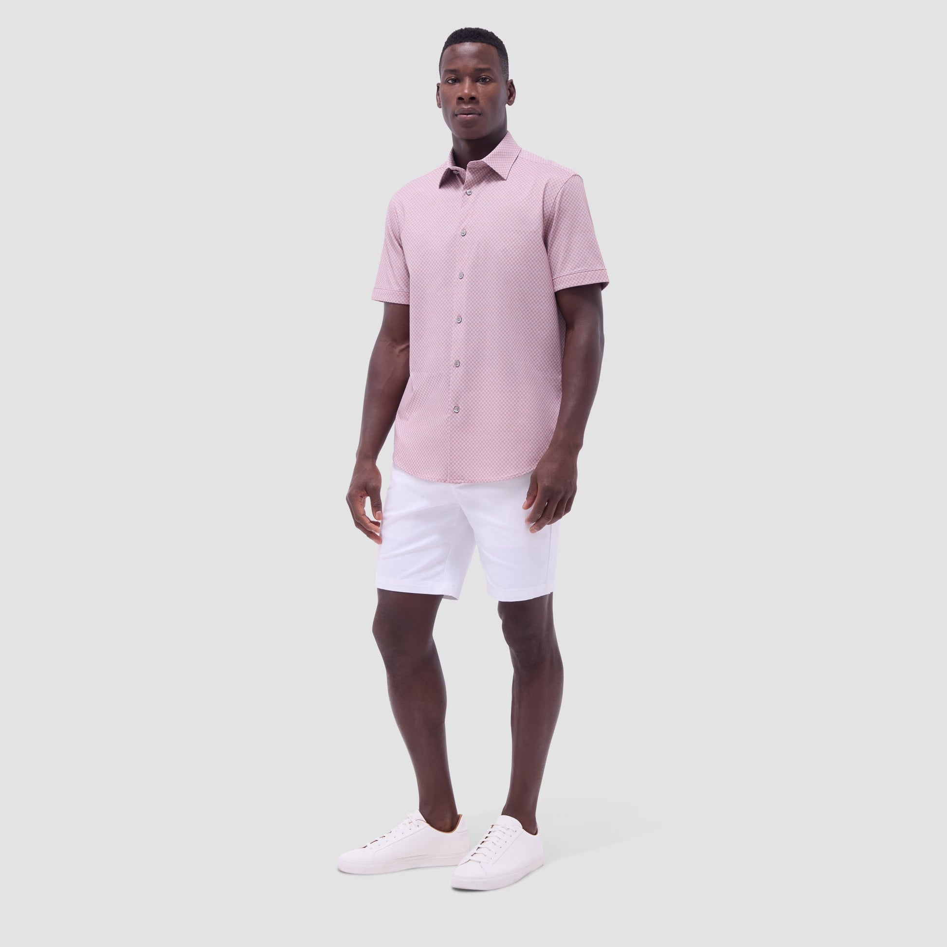 Bugatchi Miles Geometric OoohCotton® Short-Sleeve Shirt Jaffa