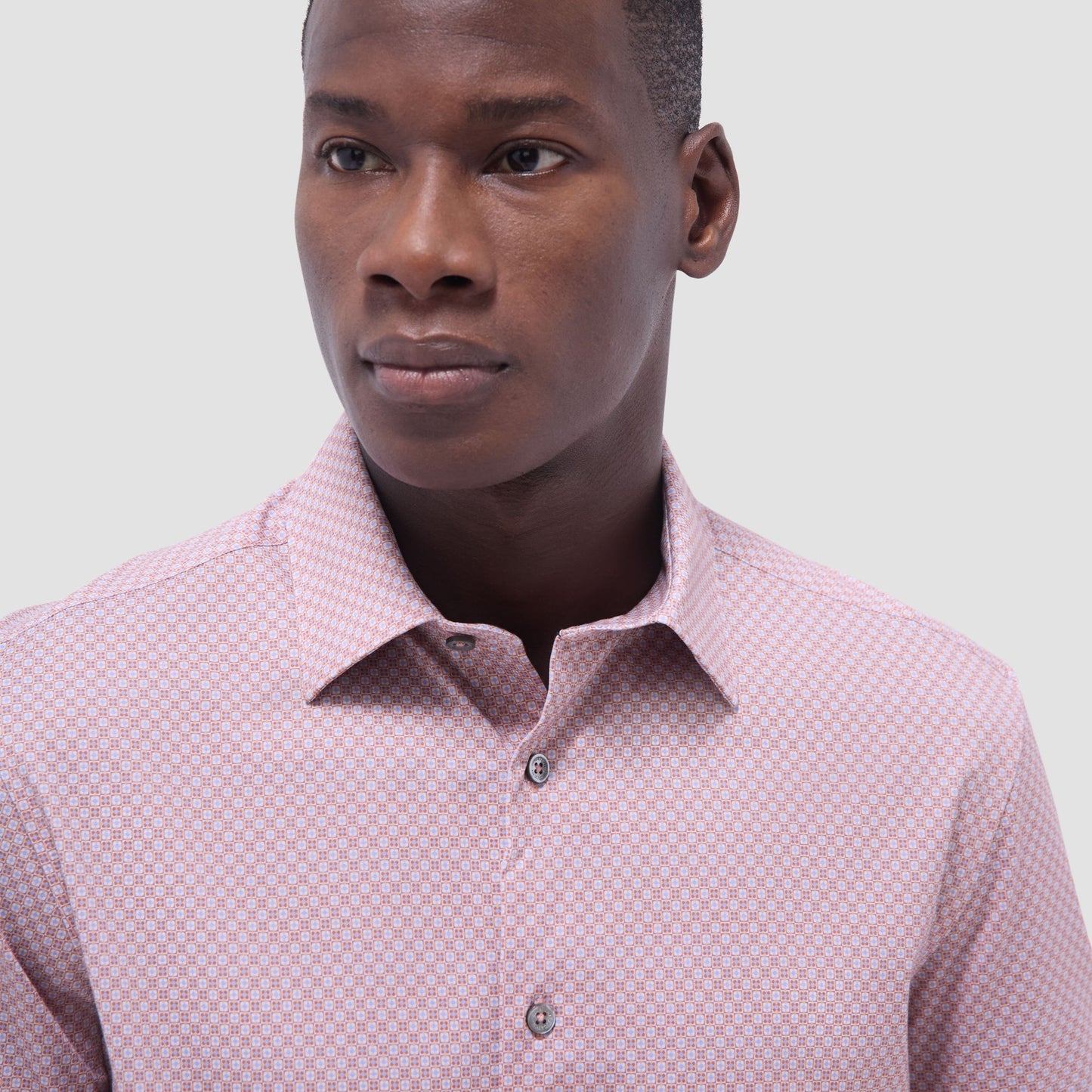 Bugatchi Miles Geometric OoohCotton® Short-Sleeve Shirt Jaffa
