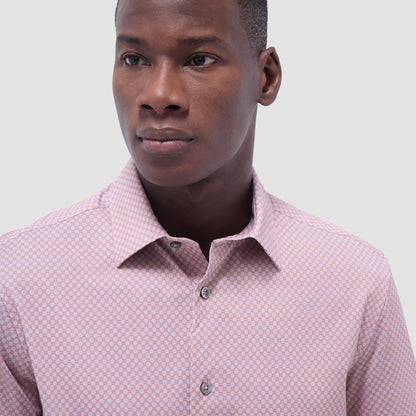 Bugatchi Miles Geometric OoohCotton® Short-Sleeve Shirt Jaffa