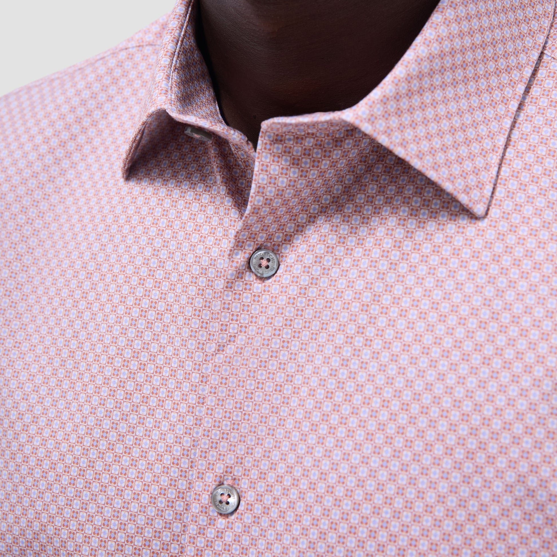 Bugatchi Miles Geometric OoohCotton® Short-Sleeve Shirt Jaffa