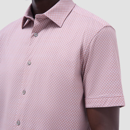 Bugatchi Miles Geometric OoohCotton® Short-Sleeve Shirt Jaffa