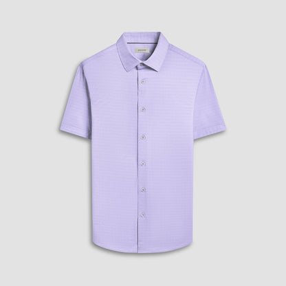 Bugatchi Miles Mini Check OoohCotton® Short-Sleeve Shirt Dusty Pink