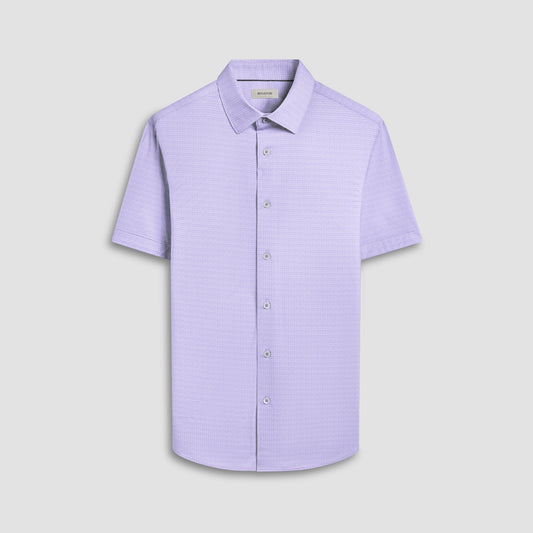 Bugatchi Miles Mini Check OoohCotton® Short-Sleeve Shirt Dusty Pink