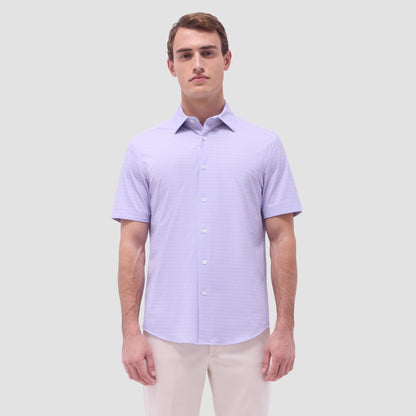 Bugatchi Miles Mini Check OoohCotton® Short-Sleeve Shirt Dusty Pink