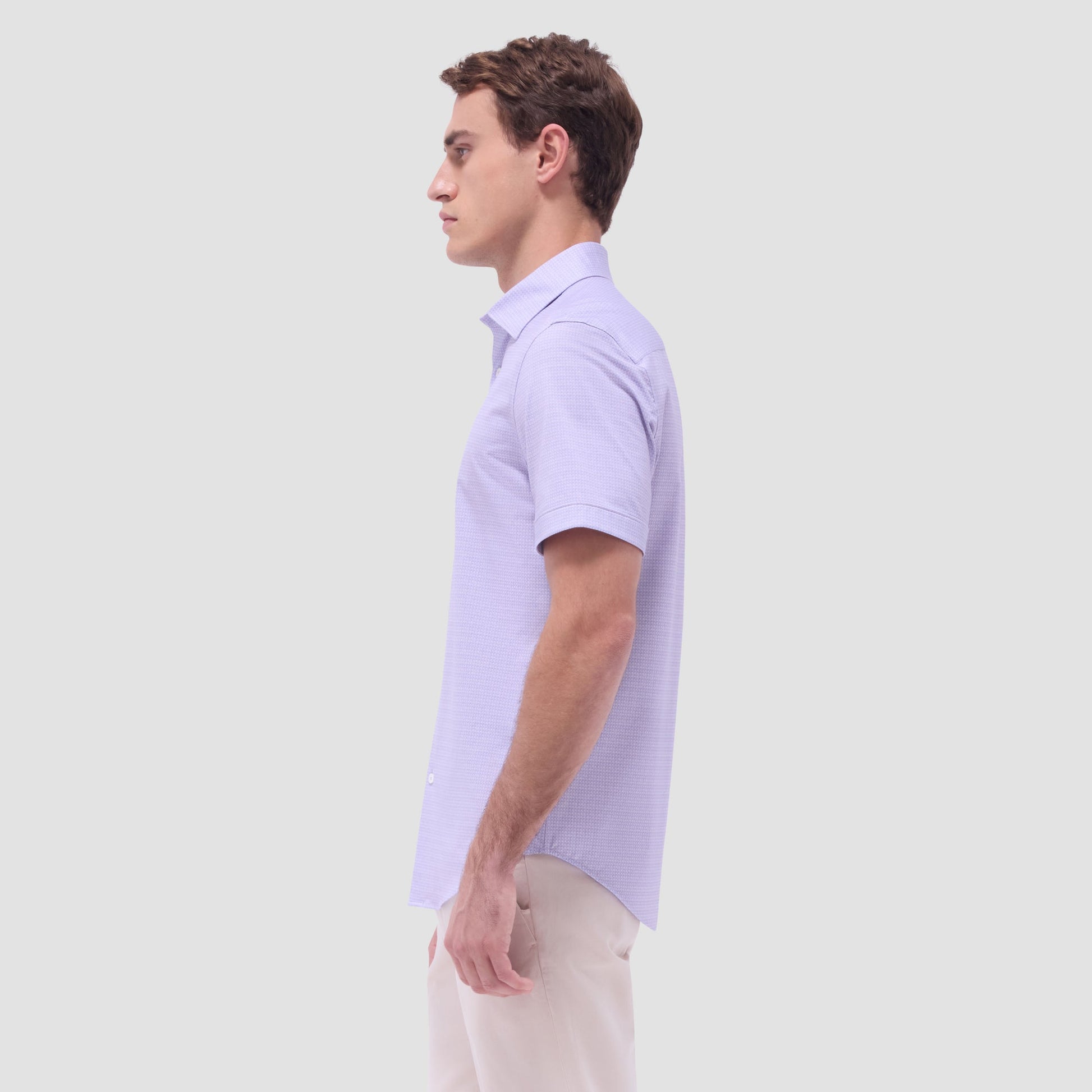 Bugatchi Miles Mini Check OoohCotton® Short-Sleeve Shirt Dusty Pink