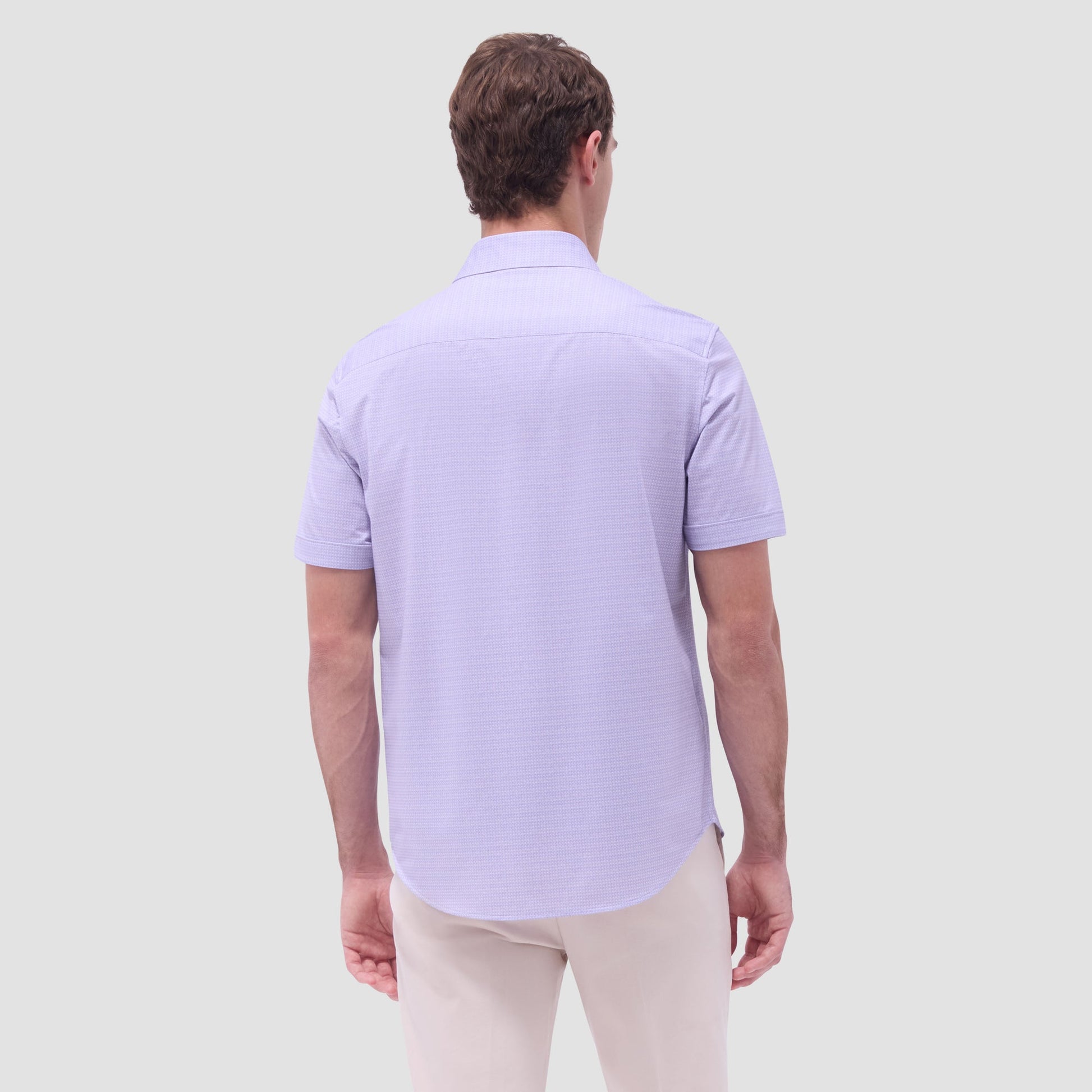Bugatchi Miles Mini Check OoohCotton® Short-Sleeve Shirt Dusty Pink