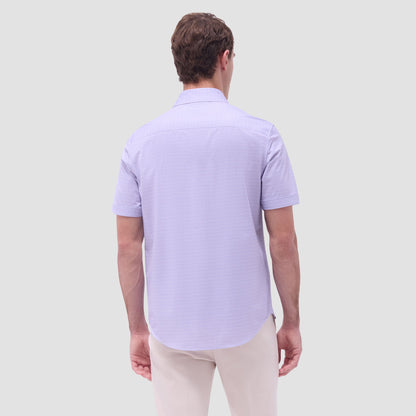 Bugatchi Miles Mini Check OoohCotton® Short-Sleeve Shirt Dusty Pink
