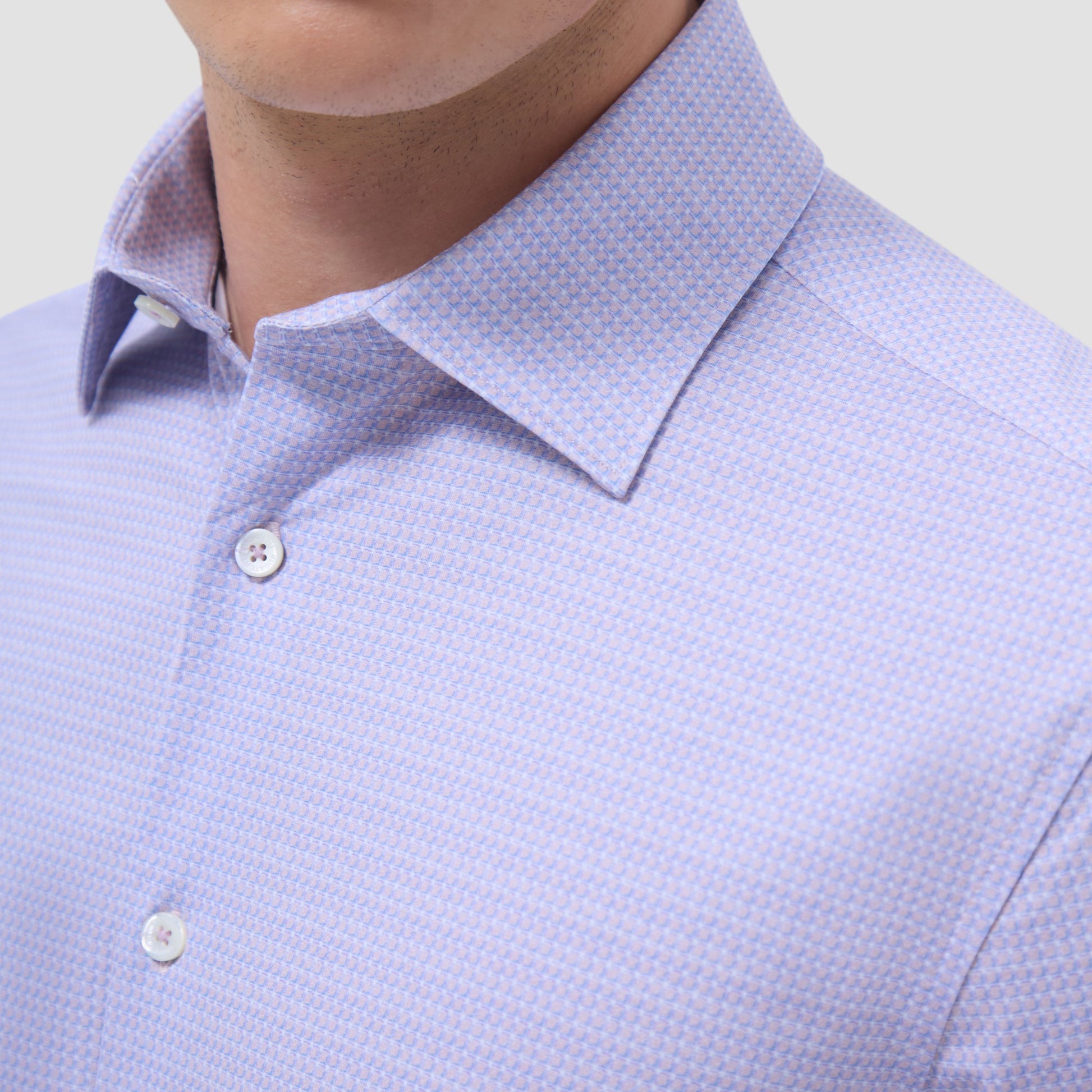 Bugatchi Miles Mini Check OoohCotton® Short-Sleeve Shirt Dusty Pink