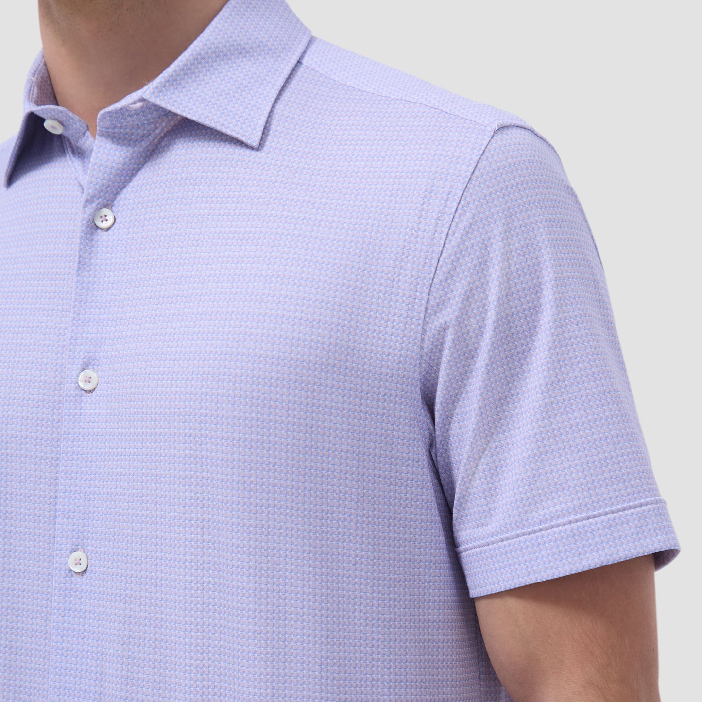 Bugatchi Miles Mini Check OoohCotton® Short-Sleeve Shirt Dusty Pink