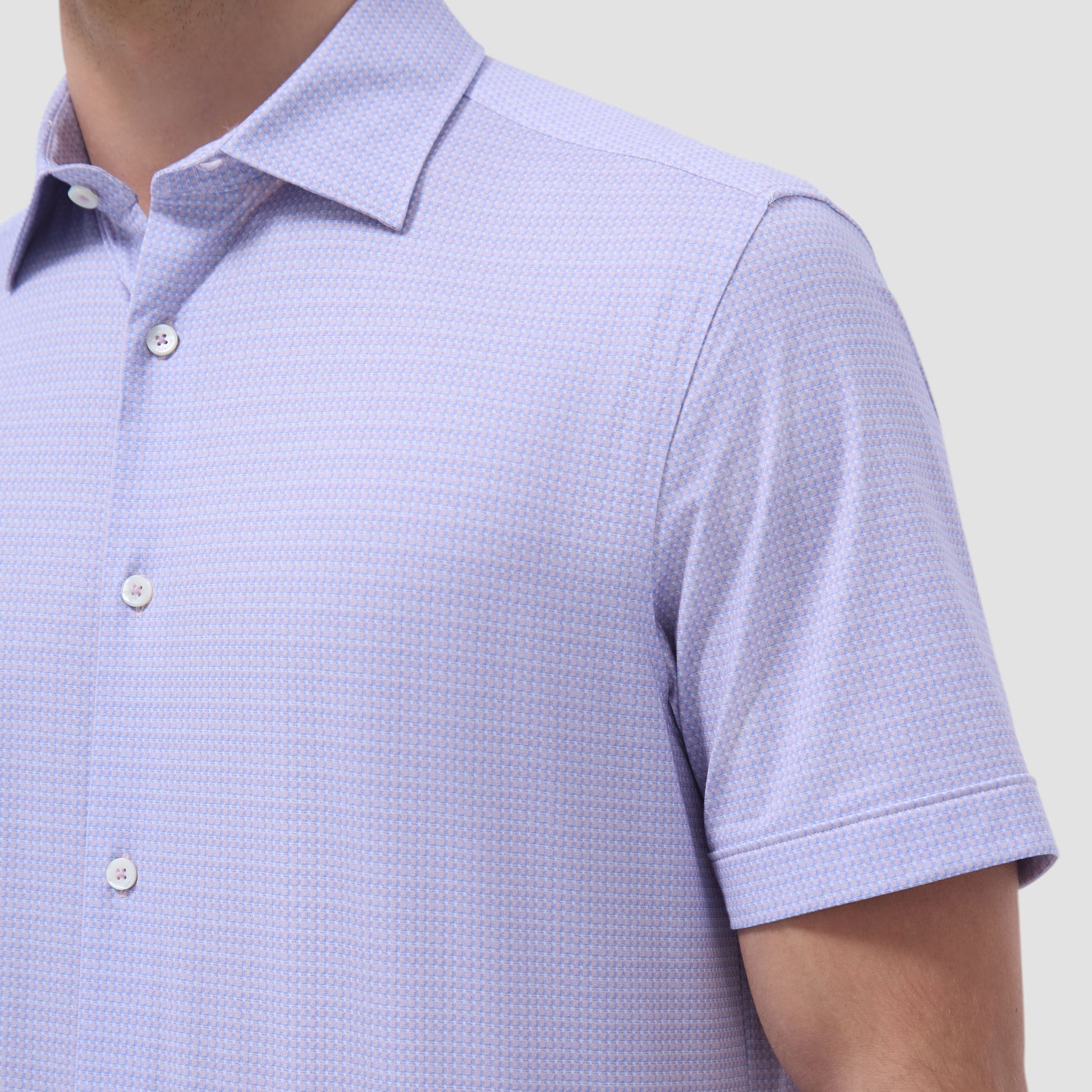 Bugatchi Miles Mini Check OoohCotton® Short-Sleeve Shirt Dusty Pink