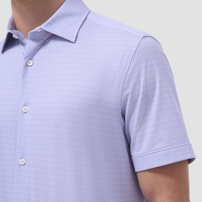 Bugatchi Miles Mini Check OoohCotton® Short-Sleeve Shirt Dusty Pink