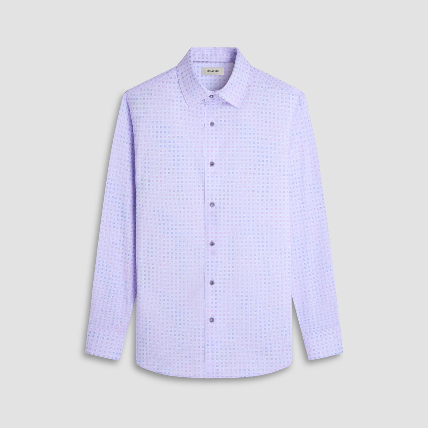 Bugatchi James Mini Check OoohCotton® Shirt Lilac