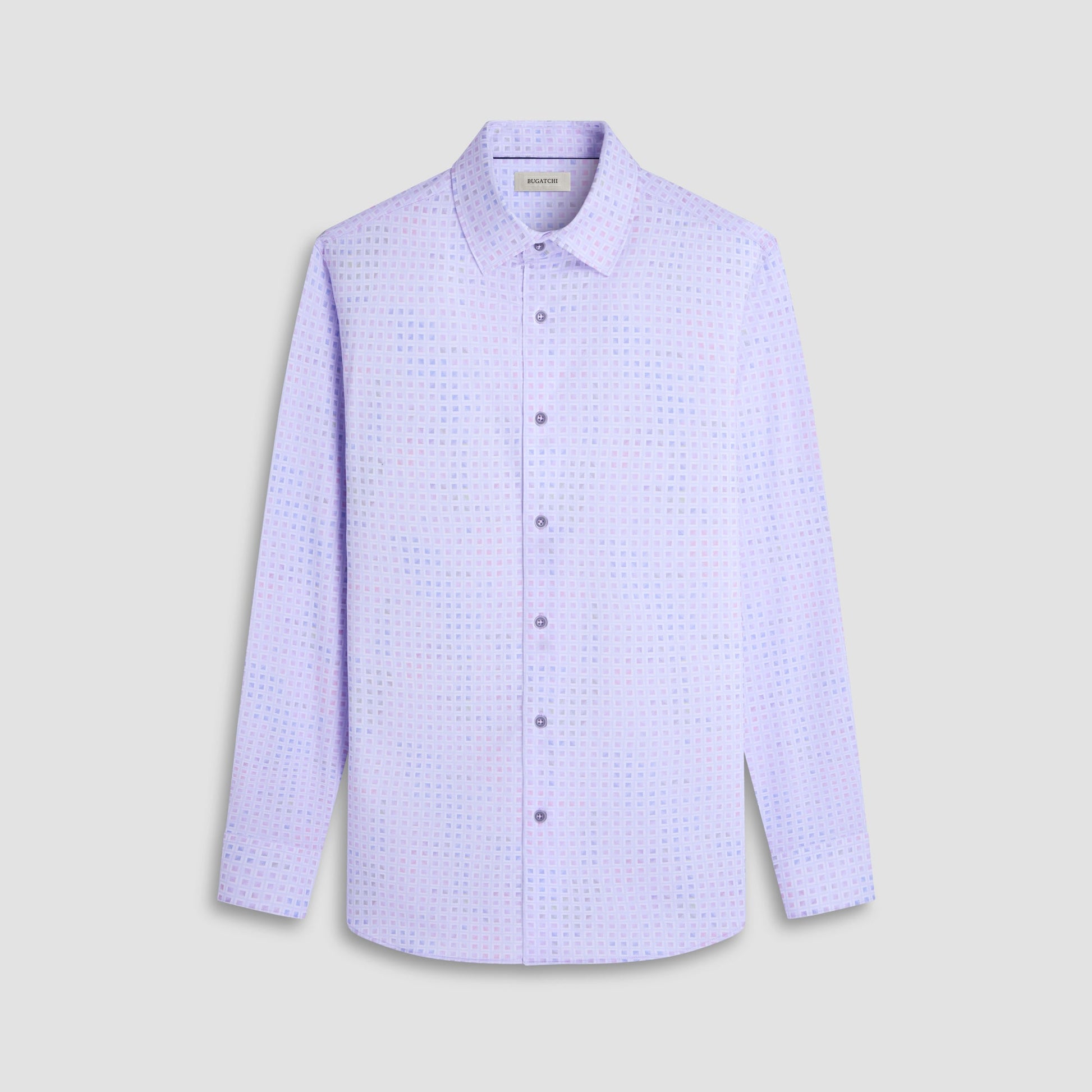 Bugatchi James Mini Check OoohCotton® Shirt Lilac
