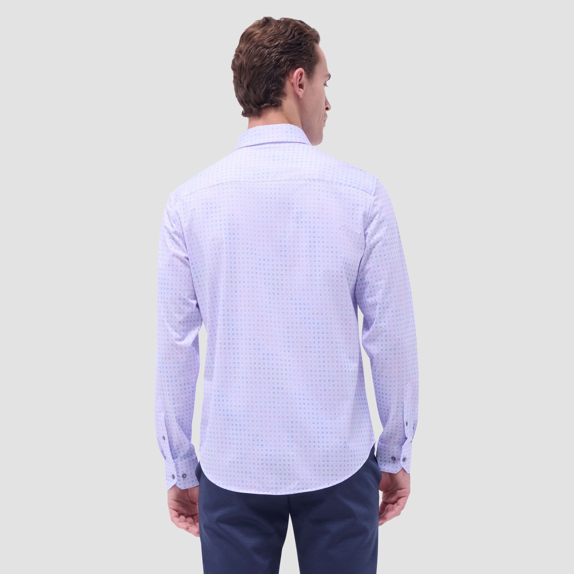 Bugatchi James Mini Check OoohCotton® Shirt Lilac