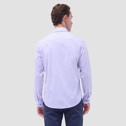 Bugatchi James Mini Check OoohCotton® Shirt Lilac