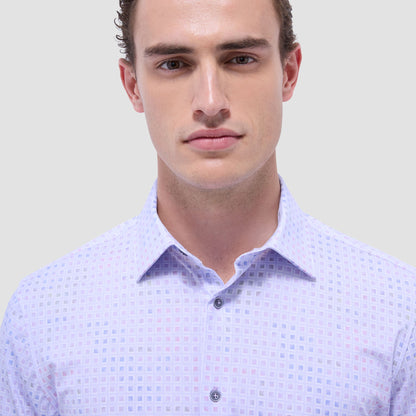 Bugatchi James Mini Check OoohCotton® Shirt Lilac
