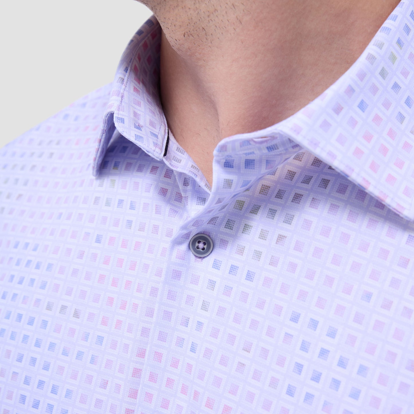 Bugatchi James Mini Check OoohCotton® Shirt Lilac
