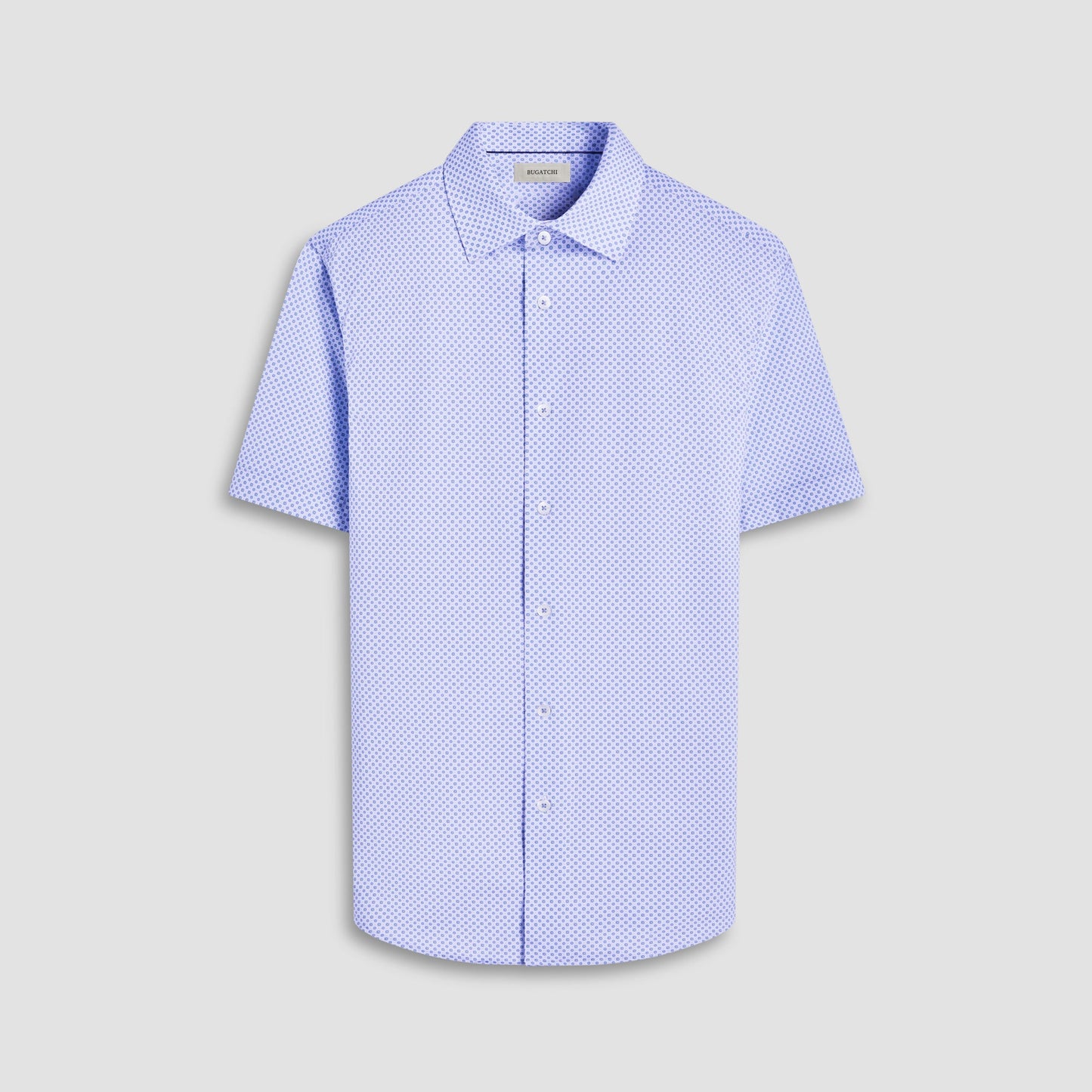 Bugatchi Miles Geometric OoohCotton® Short-Sleeve Shirt Shark