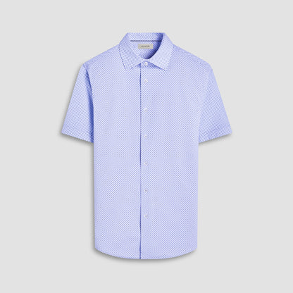 Bugatchi Miles Geometric OoohCotton® Short-Sleeve Shirt Shark