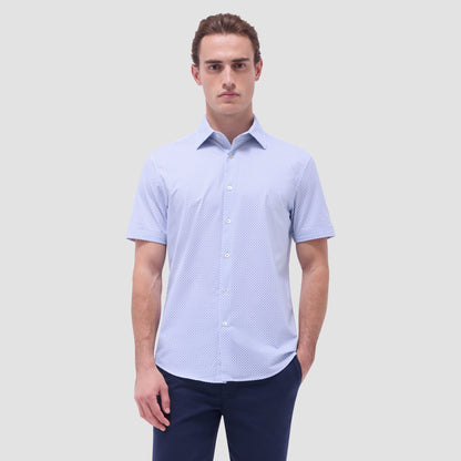 Bugatchi Miles Geometric OoohCotton® Short-Sleeve Shirt Shark