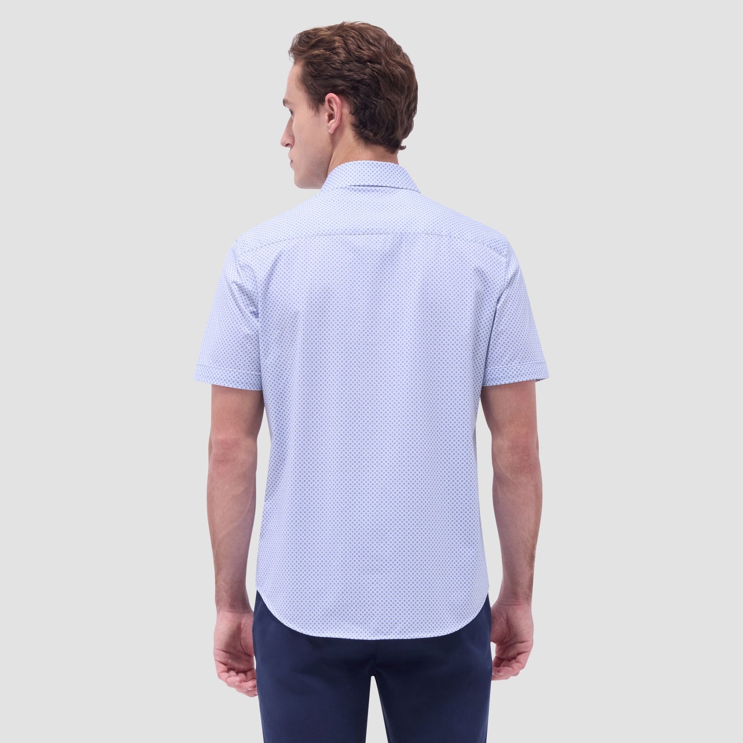 Bugatchi Miles Geometric OoohCotton® Short-Sleeve Shirt Shark
