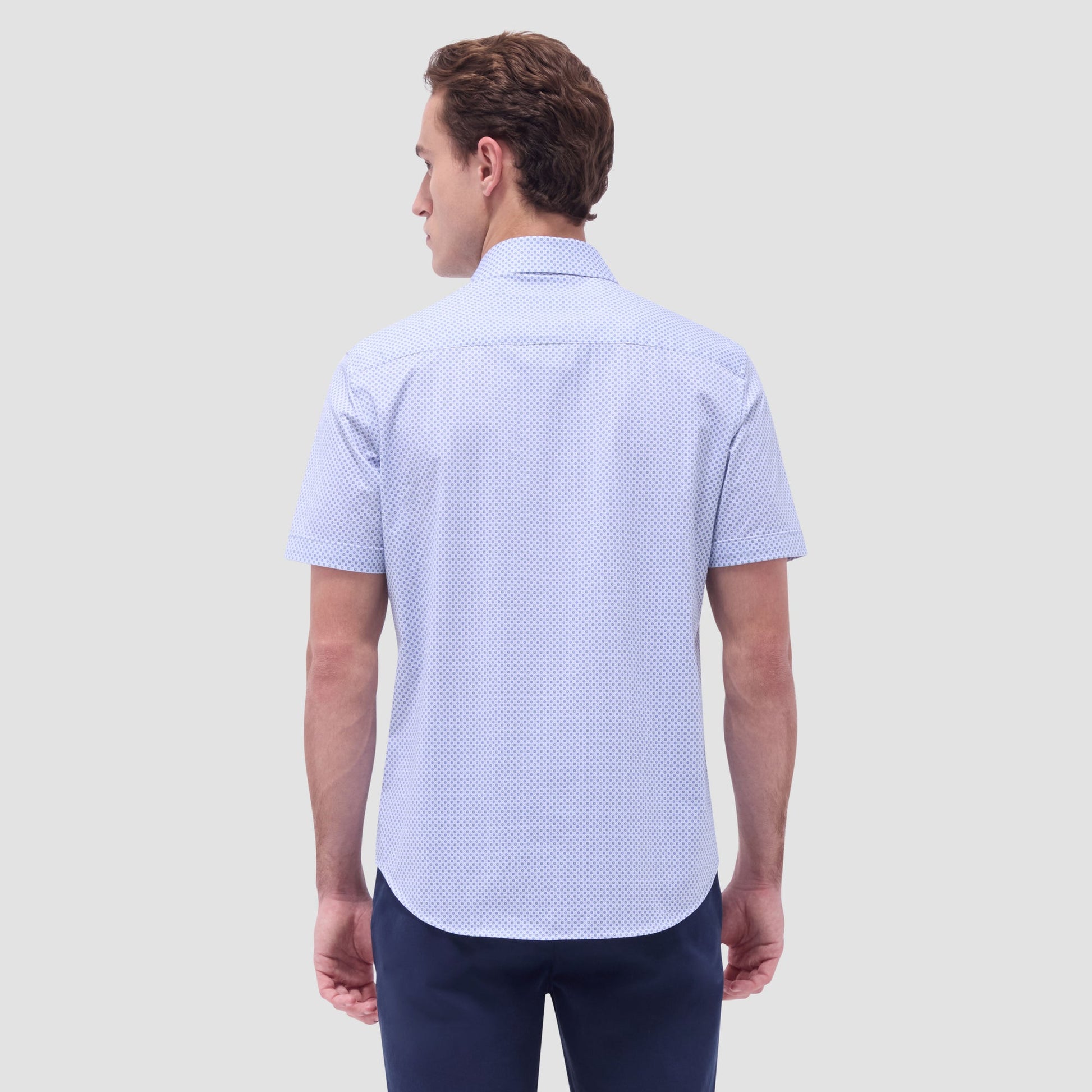 Bugatchi Miles Geometric OoohCotton® Short-Sleeve Shirt Shark