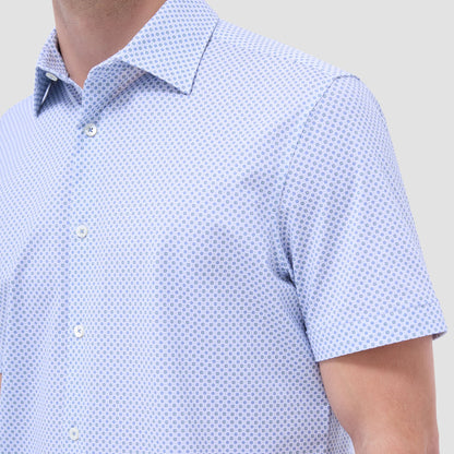 Bugatchi Miles Geometric OoohCotton® Short-Sleeve Shirt Shark