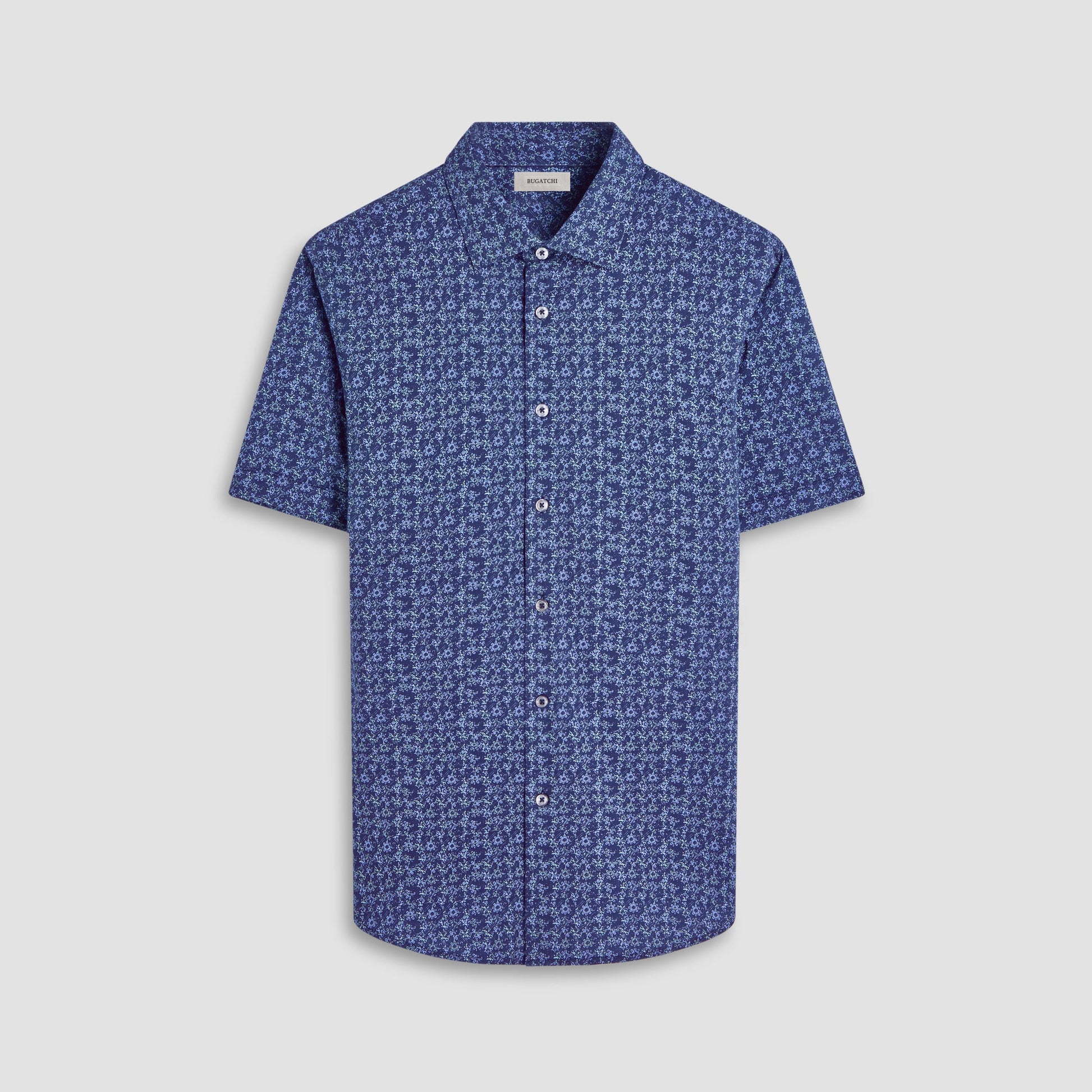 Bugatchi Miles Floral OoohCotton® Short-Sleeve Shirt Graphite