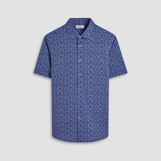 Bugatchi Miles Floral OoohCotton® Short-Sleeve Shirt Graphite