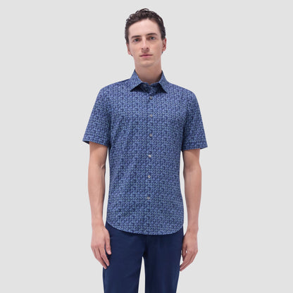 Bugatchi Miles Floral OoohCotton® Short-Sleeve Shirt Graphite