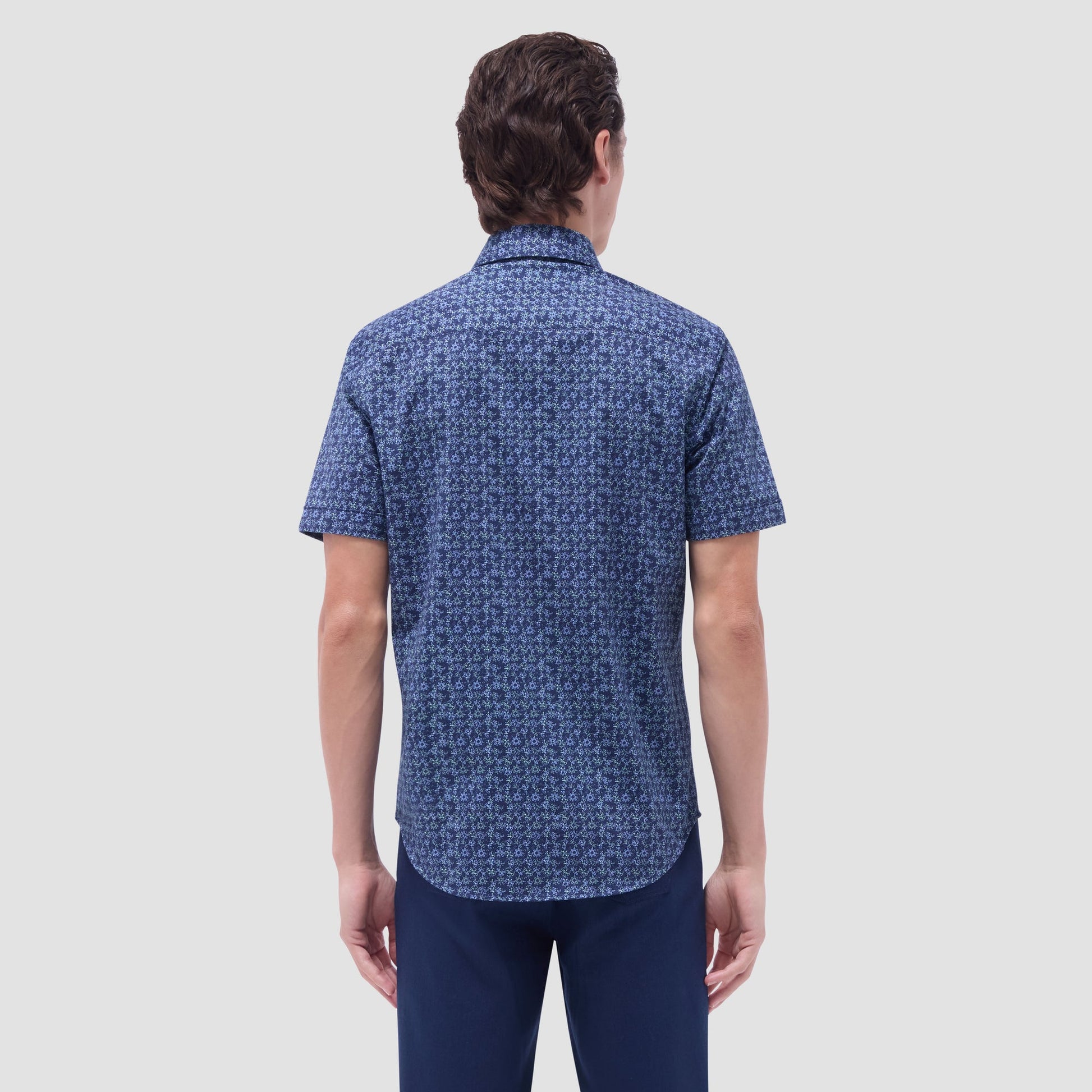 Bugatchi Miles Floral OoohCotton® Short-Sleeve Shirt Graphite