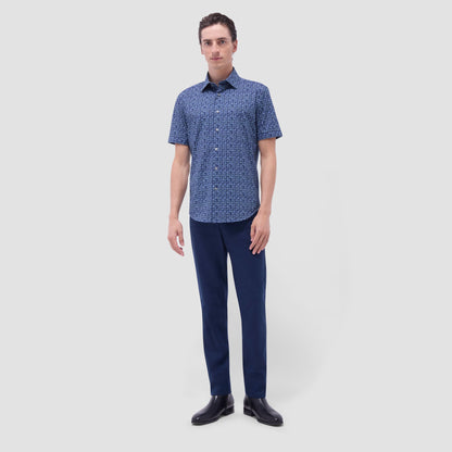 Bugatchi Miles Floral OoohCotton® Short-Sleeve Shirt Graphite