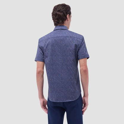 Bugatchi Miles Bistro Print OoohCotton® Short-Sleeve Shirt Graphite