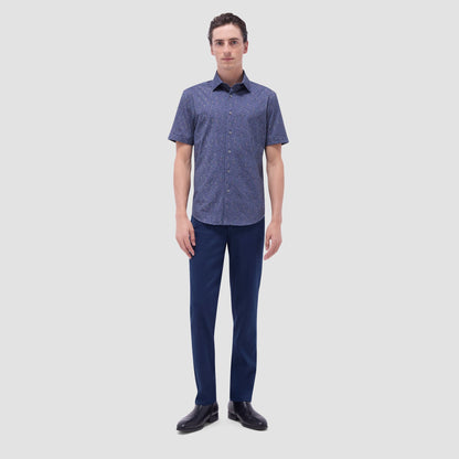 Bugatchi Miles Bistro Print OoohCotton® Short-Sleeve Shirt Graphite