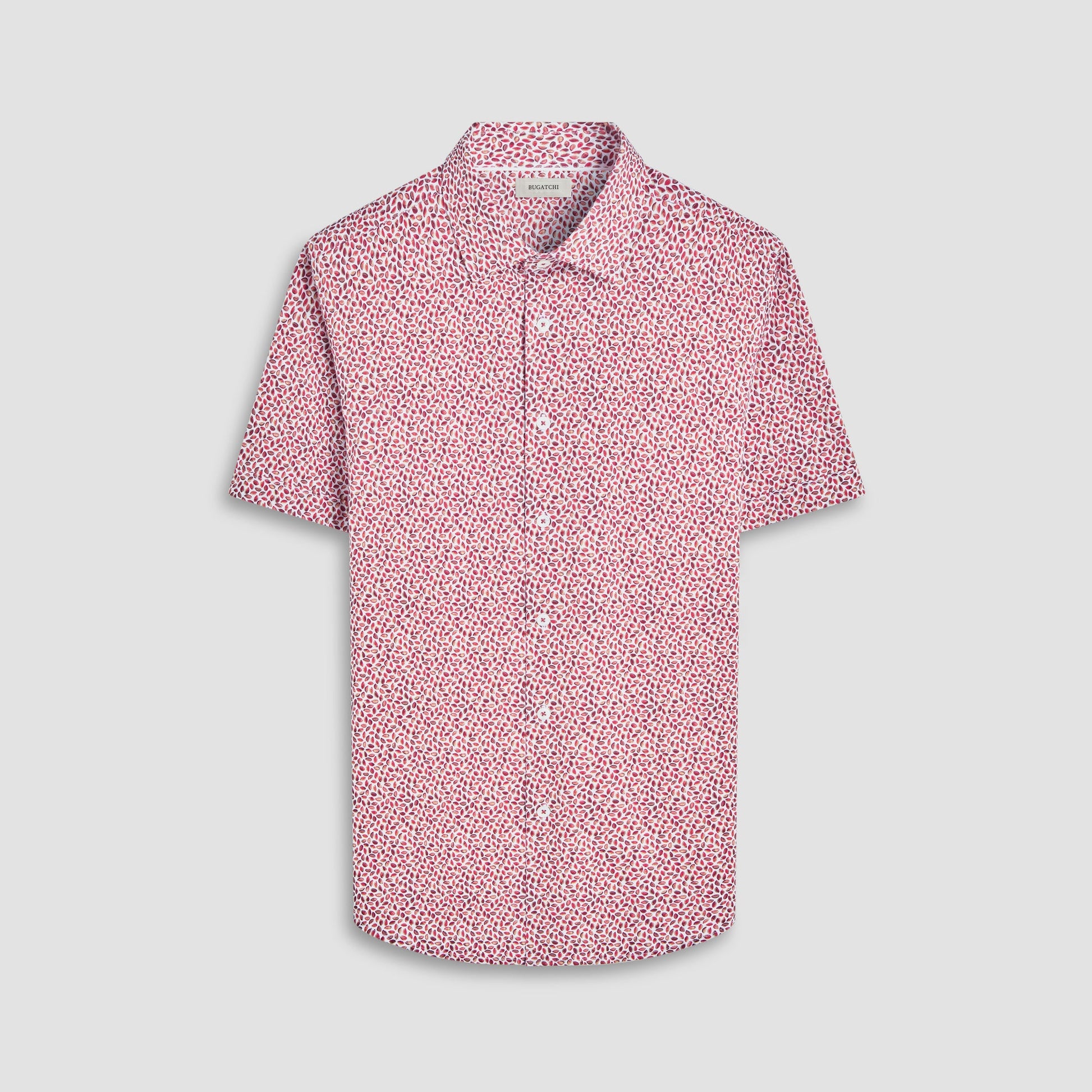 Bugatchi Miles Abstract OoohCotton® Short-Sleeve Shirt Chili