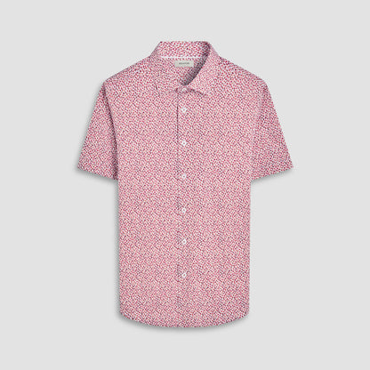 Bugatchi Miles Abstract OoohCotton® Short-Sleeve Shirt Chili