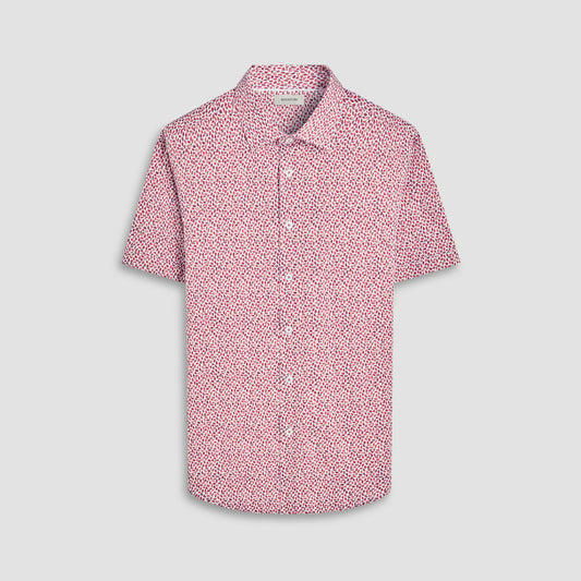 Bugatchi Miles Abstract OoohCotton® Short-Sleeve Shirt Chili