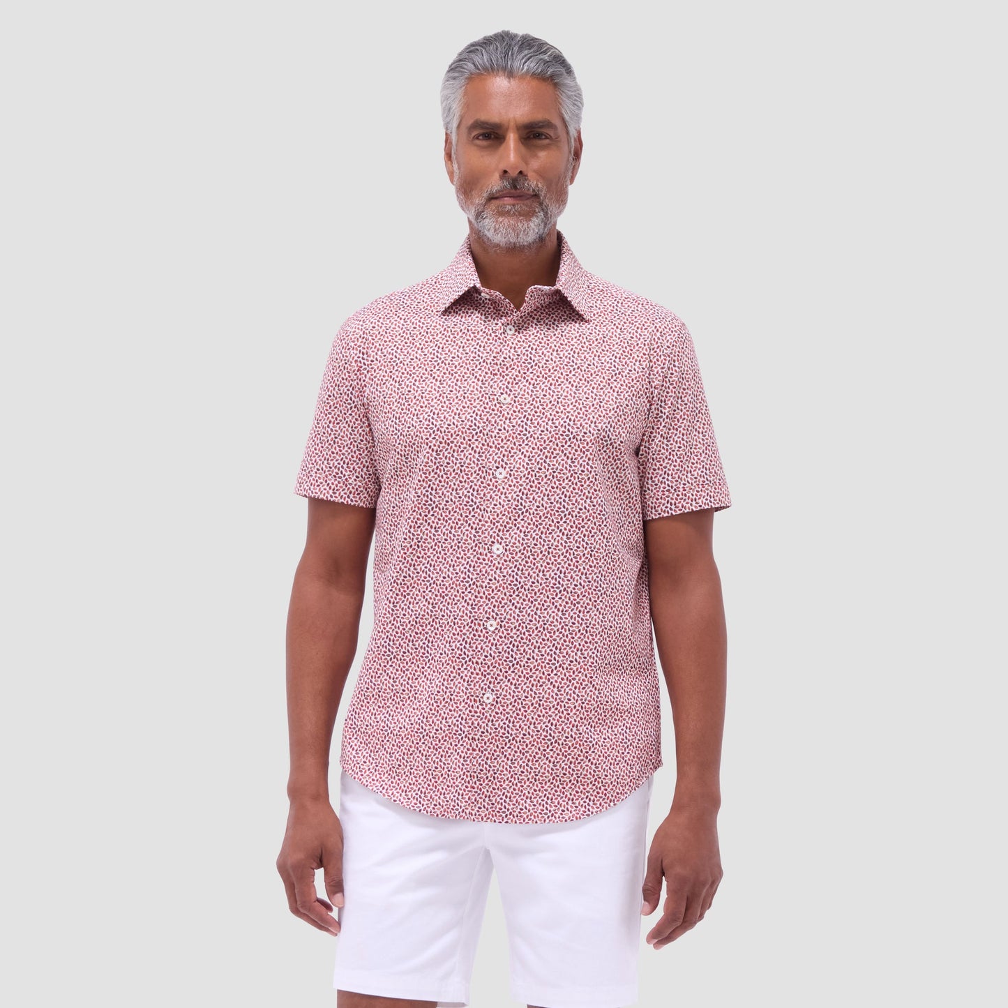 Bugatchi Miles Abstract OoohCotton® Short-Sleeve Shirt Chili